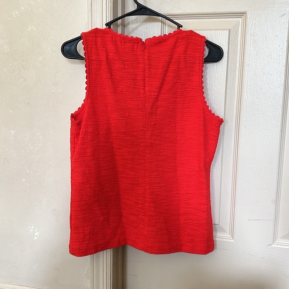 J. Crew red terry cotton tank with scallop detail sleeves. Small - Picture 2 of 3